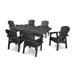 POLYWOOD® Seashell 7- Piece Farmhouse Outdoor Dining Set w/ Trestle Legs Plastic in Black | 35.75 H x 108 W x 142 D in | Wayfair PWS310-1-BL