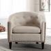 Barrel Chair - Red Barrel Studio® Manahial 28.3Cm Wide Tufted Barrel Chair Fabric in White/Brown, Size 27.5 H x 28.3 W x 24.0 D in | Wayfair