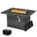 Bayou Breeze Watchet 43" W x 25.6" H Outdoor Aluminum Propane Outdoor Fire Pit Table 55,000 BTU w/ Lid in Gray | 25.6 H x 32.3 W x 44 D in | Wayfair