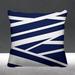 Orren Ellis Kemara Abstract Stripes Indoor/Outdoor Throw Pillow Polyester/Polyfill blend in Blue/Navy | 16 H x 16 W x 4 D in | Wayfair