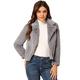 Allegra K Women's Autumn Winter Cropped Jacket Notch Lapel Faux Fur Fluffy Coat Grey XL