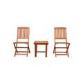 3-Piece Wood Patio Set with Folding Chairs and Side Table