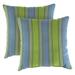 Jordan Manufacturing Sunbrella Square Bravada Stripe Limelight Outdoor Toss Pillow - Set of 2