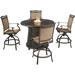 Hanover Fontana 5-Piece High-Dining Set in Tan with 4 Counter-Height Swivel Chairs and a 40 000 BTU Cast-top Fire Pit Table