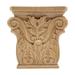 4 in. x 3-7/8 in. x 1 in. Unfinished Hand Carved North American Solid Alder Acanthus Wood Onlay Capital Wood Applique