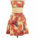 Free People Dresses | Free People Strapless Tropical Print Dress | Color: Orange/Yellow | Size: 8