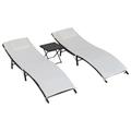 Lot de 2 bains de soleil pliables matelas table basse résine chocolat