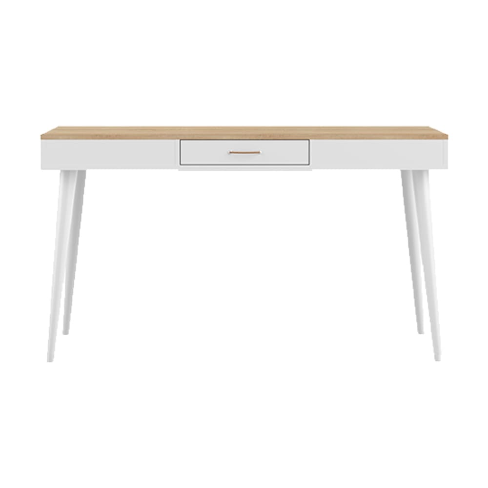 Bureau 1 tiroir effet bois blanc et chêne naturel