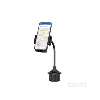 FlexiView Auto Cup Holder Phone Mount, Fully Adjustable Gooseneck Phone Holder for Car - Black