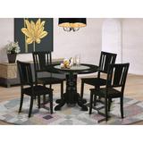 East West Furniture 5 Piece Dining Table Set- a Round Kitchen Table and 4 Dinette Chairs, Black (Seat Options)