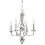 Lavery Savannah Row Brushed Nickel & Clear Glass 4 Light Chandelier