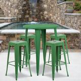 30-inch Indoor/ Outdoor 5-piece Round Metal Table and Stools Set