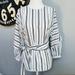 Anthropologie Tops | Anthropologie Striped Wrap Blouse | Color: Black/White | Size: Xs