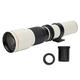 F-mount Lens for Nikon Camera, 500mm f8f32 Manual Telephoto Lens with 2X Teleconverter and Adapter, Multilayer MC-coating Lens for Longdistance Shooting(white)
