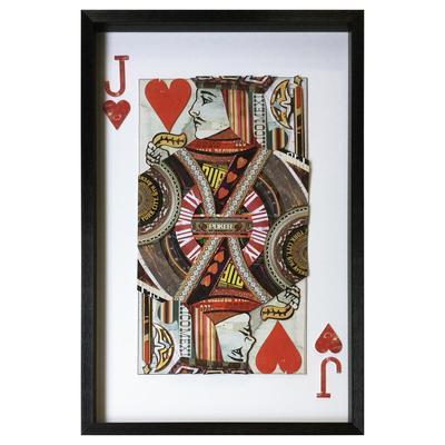 Jack of Hearts Multi-Color Framed 3D Wall Art - Yosemite Home Décor 3120053