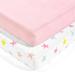 Unicorn Heart Rainbow Star Organic Cotton Fitted Crib Sheet Multi 2Pk 28x52x9 - Lush Decor Baby 16T007312