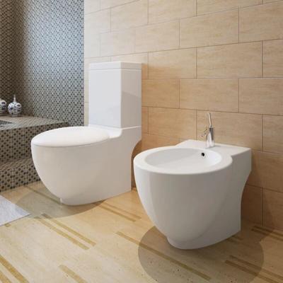 Toilette und Bidet Set Weiß Keramik - Vidaxl Image