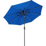Sunnydaze 9-Foot Aluminum Sunbrella Patio Umbrella - Solar LEDs - Pacific Blue
