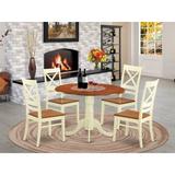 East West Furniture 5 Piece Dining Room Furniture Set- a Round Kitchen Table and 4 Dining Chairs, (Finish Options)