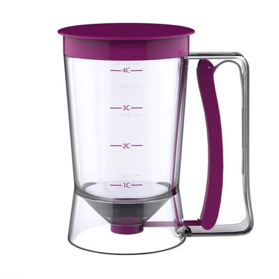 Pancake Batter Dispenser - Kitchen Accessory with Spring-Loaded Handle for Waffle Maker or Griddle by Hastings Home (Purple)