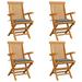 vidaXL Patio Chairs with Gray Cushions 4 pcs Solid Teak Wood