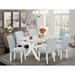 East West Furniture Kitchen Table Set- a Dining Table and Baby Blue Linen Fabric Parsons Chairs, Off-White(Pieces Options)