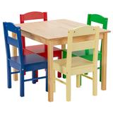 Kids Wooden Table Chair Set 5 Pieces Set Playroom Furniture