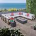 Brava Outdoor Acacia Sectional Fire Pit Set by Christopher Knight Home