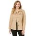 Plus Size Women's Peplum Denim Jacket by Jessica London in New Khaki (Size 32 W) Feminine Jean Jacket
