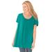 Plus Size Women's Perfect Short-Sleeve Shirred U-Neck Tunic by Woman Within in Waterfall (Size 1X)