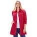 Plus Size Women's Long Denim Jacket by Jessica London in Classic Red (Size 24 W) Tunic Length Jean Jacket