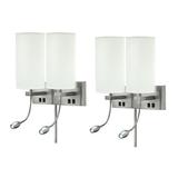 Medallion Lighting 1 - Light Brushed Steel Metal/Fabric in White | 16 H x 14 W x 8 D in | Wayfair 9902DWH-WC-STP