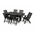 POLYWOOD® Vineyard Folding Chair 7-Piece Outdoor Dining Set w/ Trestle Legs Plastic in Black | 29 H x 73 W x 38 D in | Wayfair PWS344-1-BL