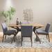 George Oliver Dashone 4 - Person Dining Set Wood/Upholstered in Brown | Wayfair 021FE3855DF74777BDC75F351C97509A