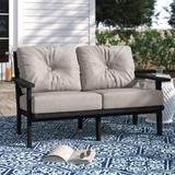 Sol 72 Outdoor™ Sol 72 Traditional Deep Seating Loveseat Plastic/Olefin Fabric Included in Gray/Black | 31.81 H x 53.06 W x 31.63 D in | Wayfair