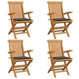 Red Barrel Studio® Patio Chairs Outdoor Bistro Folding Chair w/ Cushions Solid Wood Teak Wood in Gray | 35.04 H x 21.65 W x 23.62 D in | Wayfair