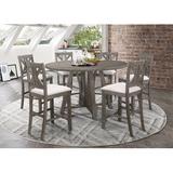 Rosalind Wheeler Georgianna Counter Height Drop Leaf Dining Set Wood/Upholstered in Brown/Gray | 35.25 H in | Wayfair