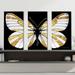 Rosdorf Park Gold Butterfly by Jodi - 3 Piece Wrapped Canvas Graphic Art Print Set Canvas in White | 24 H x 36 W x 0.75 D in | Wayfair