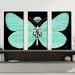 Rosdorf Park Tiffany Butterfly by Jodi - 3 Piece Wrapped Canvas Graphic Art Print Canvas in White | 24 H x 36 W x 0.75 D in | Wayfair