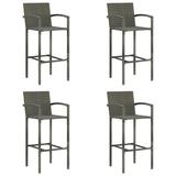 VidaXL Outdoor Bar Stool Bar Seat Counter Height Island Stool for Pub Poly Rattan Wicker/Rattan in Gray | 46.5 H x 20.5 W x 22 D in | Wayfair