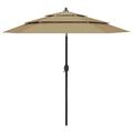 vidaXL Parasol à 3 niveaux avec mât en aluminium Taupe 2,5 m