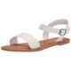 Amazon Essentials Damen Sandale mit Zwei Riemen und Schnalle, Weiß, 41 EU Weit