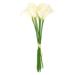 10Pcs Bridal Wedding Party Decor Calla Lily Artificial Flowers Bouquet - White,Green - 13.4" x 2"(L*Max.W)