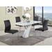 Somette Lillian Gloss White 5-Piece Dining Set with Black Chairs