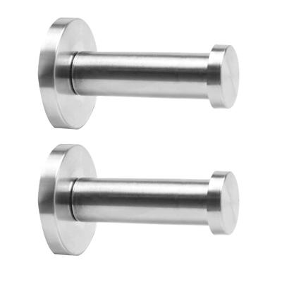 2pcs Wall Hooks Stainless Steel 75mm Hook Coat Key DIY Hanger w Screws - Silver Tone - 1.6"x0.9"x 3"(Bottom D* Top D*H)