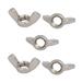 M8 Thread 1.25mm Pitch 304 Stainless Steel Wingnut Butterfly Nut 5pcs - Silver Tone