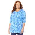 Plus Size Women's Easy Fit 3/4-Sleeve Scoopneck Tee by Catherines in Navy Paisley (Size 6X)