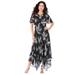 Plus Size Women's Floral Sequin Dress by Roaman's in Black Embellished Print (Size 22 W)