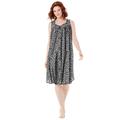Plus Size Women's Pintuck Cooling Sleeveless Sleepshirt by Dreams & Co. in Black Pansy (Size 14/16) Nightgown