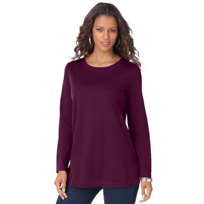 Plus Size Women's Long-Sleeve Crewneck Ultimate Tee by Roaman's in Dark Berry (Size 4X) Shirt